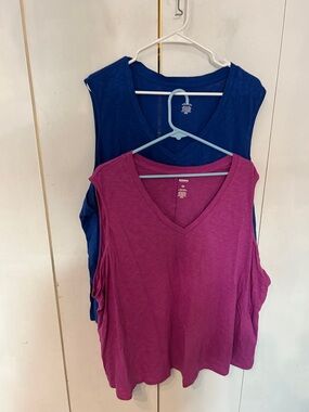 Sonoma V-Neck Sleeveless Tank Tops in Magenta and Royal Blue